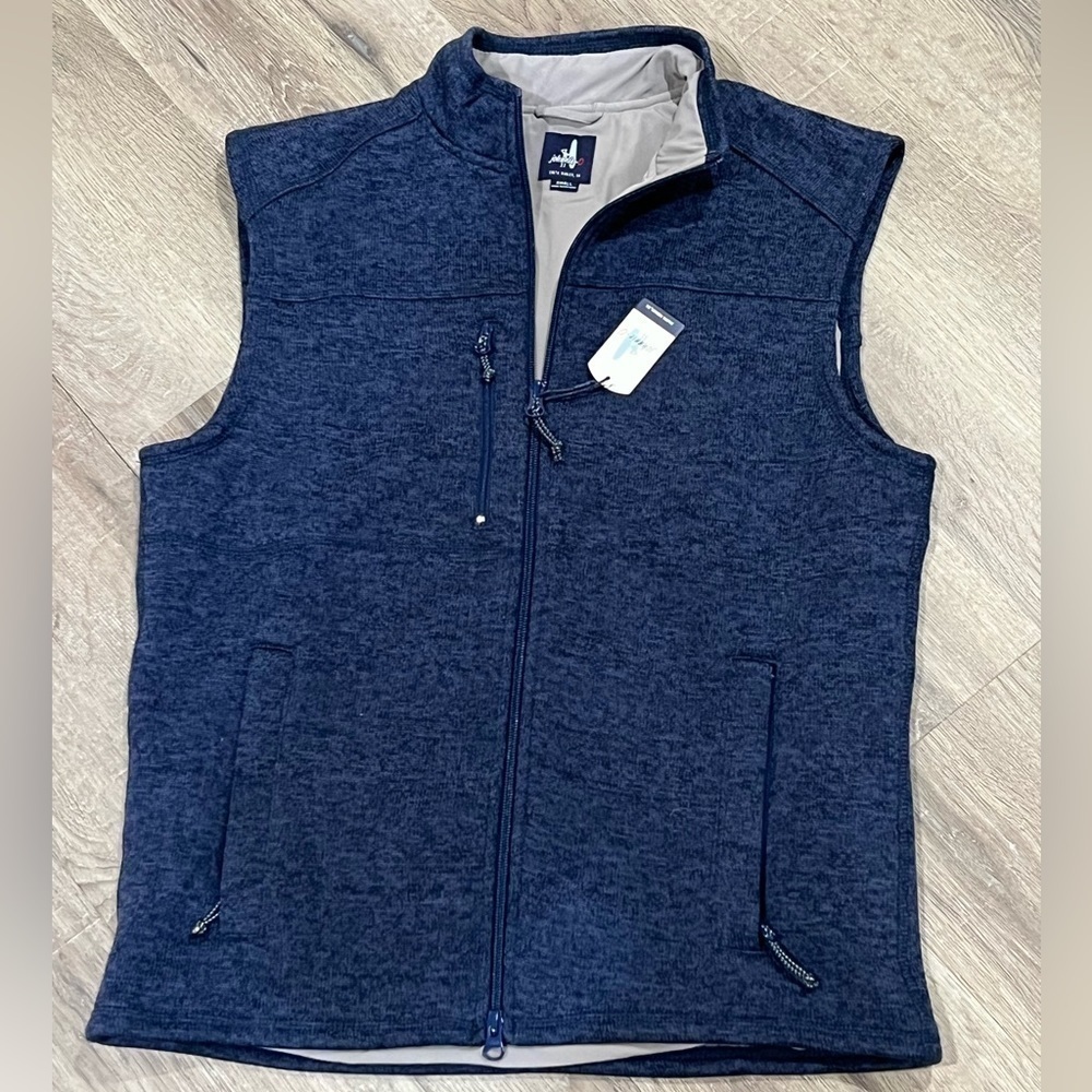 NWT johnnie-O Men’s Small Wes Full Zip Fleece Vest Navy ‘Wake’ Model